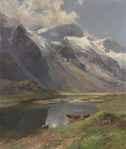 Bei Kaprun: Mooserbodental Mit Blick Auf Den Karlinger Gletscher by Edward Theodore Compton