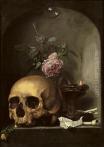 A 'vanitas' With A Skull by Hendrick Andriessen