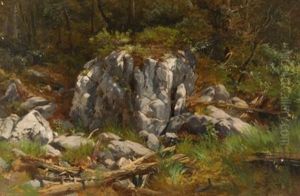 Waldstuck Mit Felsen (+ Another (study); 2 Works) by Edward Theodore Compton