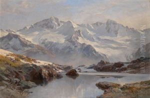 Blick Auf Den Schwarzensee Mit Hornspitzen Und Grosen Moseler (mosele) In Den Zillertaleralpen by Edward Theodore Compton