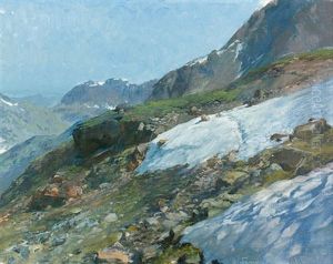Schneefeld In Den Alpen by Edward Theodore Compton