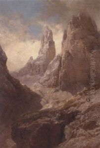 Der Winklerturm Von Der Vashutte Aus (vajoletturme Im Rosengarten Bei Bozen)