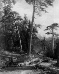 Holzfaller Bei Der Arbeit Mit Pferden Und Karren Auf Einem Weg Im Gebirgswald by Edward Theodore Compton