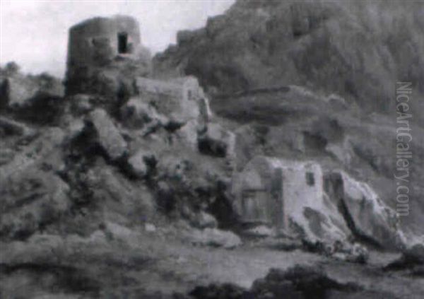 Hochgebirgslandschaft Mit Steingebauden Vorn - view 1