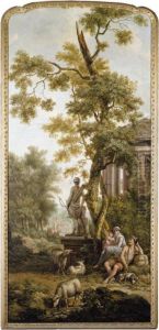 An Arcadian Landscape With A Shepherd And His Family Resting Near Their Flock by Jurriaan Andriessen