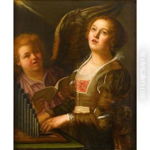 Saint Cecelia Accompanied By An Angel by Sebastiano Conca