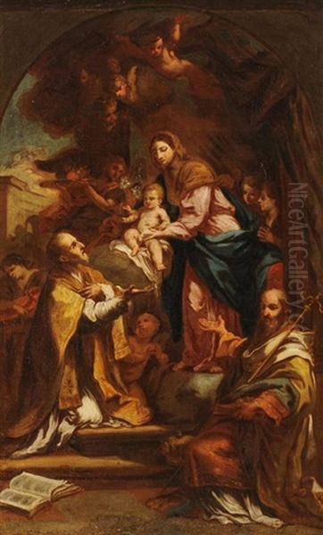 Maria Mit Kind Und Den Heiligen Filippo Neri Und Nikolaus Von Bari - view 1