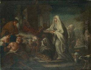 Vestalen Tuccia Infor Numa Pompilius by Sebastiano Conca