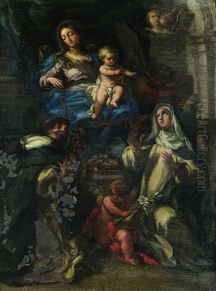 Madonna Del Rosario In Trono Con I Santi Domenico E Caterina Da Siena - view 1