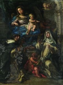 Madonna Del Rosario In Trono Con I Santi Domenico E Caterina Da Siena