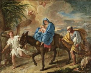 Hl. Familie Auf Der Flucht Nach Agypten by Sebastiano Conca