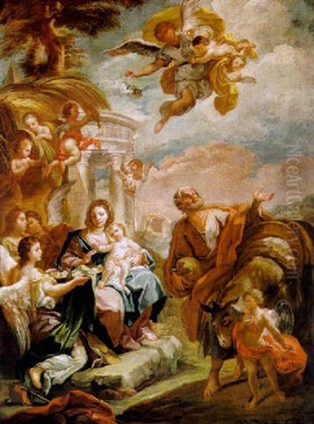 Die Heilige Familie Mit Engeln In Einer Landschaft - view 1