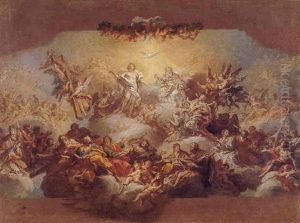 The Holy Trinity Surrounded By Saints And Angels