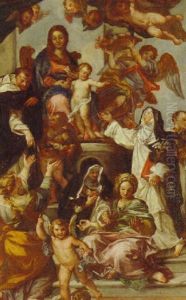 The Madonna Of The Rosary With Saint Catherine Of Siena, Saint Dominic And Other Members Of The Dominican Order