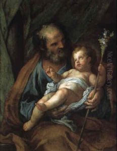 Der Heilige Josef Mit Dem Jesusknaben by Sebastiano Conca