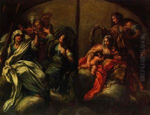 Glaube, Hoffnung, Liebe Und Caritas (entwurf Fur Ein Lunettenbild) by Sebastiano Conca