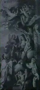 La Vierge Remettant Le Scapulaire A Saint Simon Stock En Presence De Sainte Claire by Sebastiano Conca