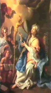 Saint Cecilia Playing The Harp by Sebastiano Conca