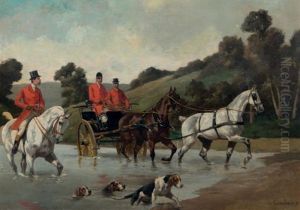 Veneurs, Chevaux Et Chiens. Le Passage Du Gue (pair) Veneurs, Chevaux Et Chiens. Le Passage Du Gue (pair)