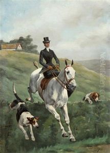 Amazone Avec Ses Chiens by Charles-Fernand de Condamy
