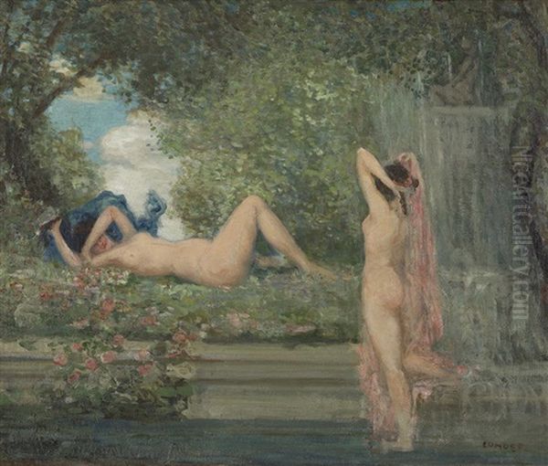 Two Nymphs In A Garden - view 1