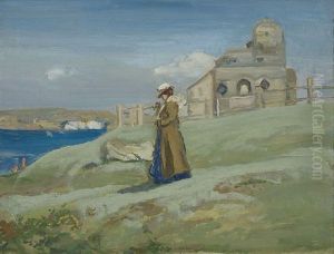 Sea And Cliffs, Newquay, Cornwall by Charles Conder