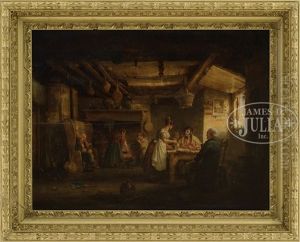 Figures In A Country Cottage Enjoying Lunch