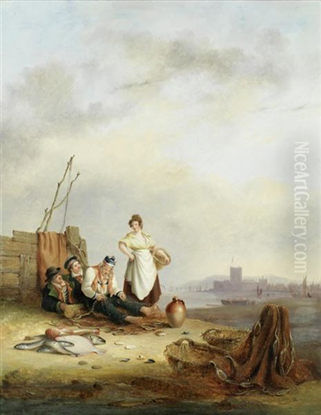 Fisherfolk On The Foreshore At Carrick Fergus, Northern Ireland - view 1