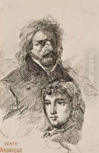 Portrait D'homme Et Portrait De Femme by Auguste Clement Andrieux