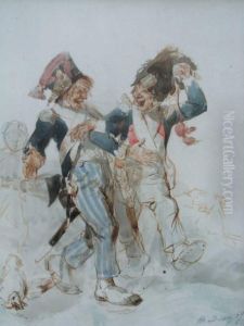 Militaires En Goguette by Auguste Clement Andrieux