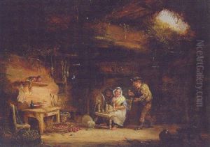 Figures In An Irish Cottage Interior