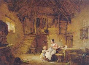 Kitchen Interior With Mother And Child