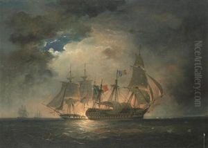 The Guillaume Tell In Action With H.m.s. Penelope, With H.m.s. Lion To Starboard And H.m.s. Foudroyant Coming Up Astern To Join The Fray, 31st March 1800 by Nicholas Matthew Condy
