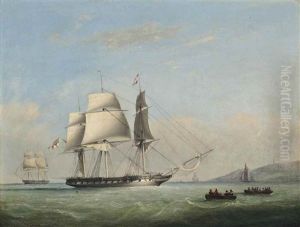 H.m.s. Picque And H.m.s. Inconstant Approaching The Entrance To A Harbour by Nicholas Matthew Condy