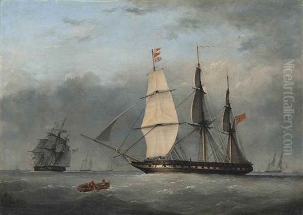 H.m. Frigate Meander Off The Longships Lighthouse, Land's End - view 1