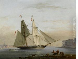 The Brig Anonyma Heaving-to In The Barn Pool by Nicholas Matthew Condy