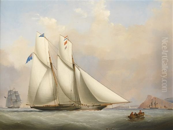 A Schooner Yacht Of The Royal Western Yacht Club Off Teignmouth; A Yacht And A Norwegian Coaster In A Storm; The Thousand Guinea Match Between Henry Bradley's Brig The Water Witch And Lord Belfast's Schooner Galatea (3 Works) - view 1