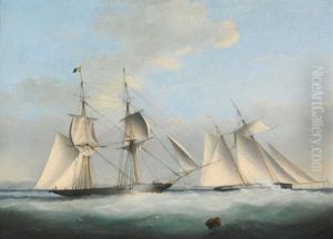 A Schooner Yacht Of The Royal Western Yacht Club Off Teignmouth, A Yacht And A Norwegian Coaster In A Storm And The Thousand Guinea Match Between Henry Bradley's Brig The Water Witch And Lord Belfast's Schooner Galatea (3 Works) by Nicholas Matthew Condy