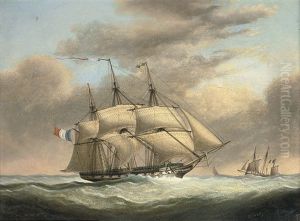 A French Frigate In A Stiff Breeze Offshore