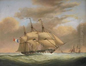 A Sailing Ship And Other Vessels In A Swell by Nicholas Matthew Condy