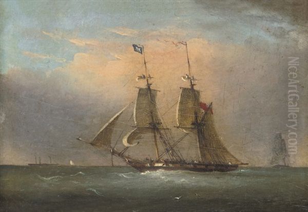 A Packet In The Channel (+ A Royal Naval Two-decker Running Inshore; Pair) - view 1