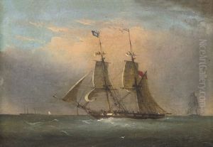 A Packet In The Channel (+ A Royal Naval Two-decker Running Inshore; Pair) by Nicholas Matthew Condy
