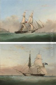 H.m.s. "ranger" In A Stiff Breeze Offshore (+ H.m.s. "acorn" In A Light Breeze In The Channel; Pair)