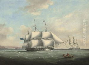 H.m.s. "pique" Emerging From Plymouth Sound And Exchanging Signals With An In-bound Frigate Off Her Port Bow by Nicholas Matthew Condy