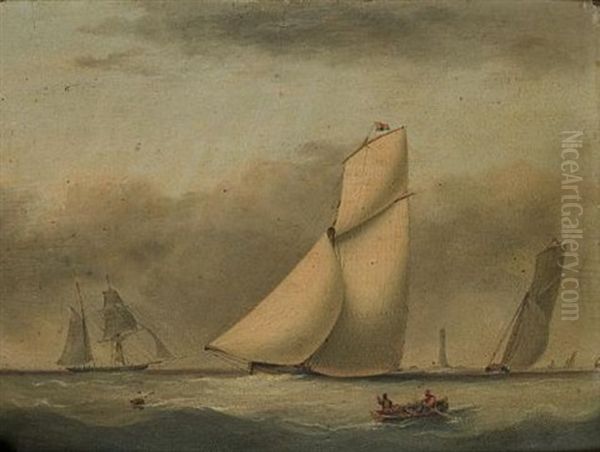 The Racing Cutter "elizabeth" In The Lead At The Royal Western Yacht Club's Regatta, 24th July 1840 by Nicholas Matthew Condy