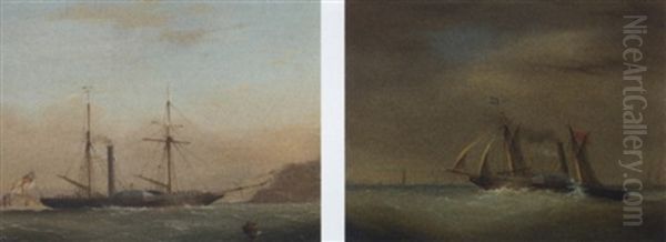 A Paddle-steamer In Plymouth Sound Off Mt. Edgcumbe - view 1