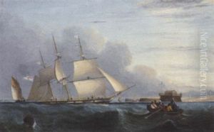 A Sloop-rigged Yacht Of The Royal Yacht Squadron Heaving-to And Waiting For A Pilot Off Calais by Nicholas Matthew Condy