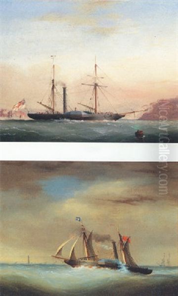 A Paddle Steamer In Plymouth Sound Off Mt. Edgcumbe - view 1