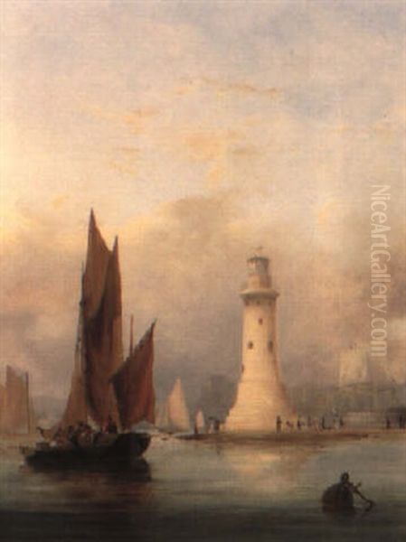 Shipping In A Calm By A Lighthouse - view 1