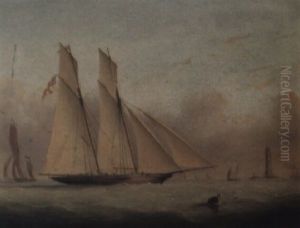 In Full Sail Off Lighthouse (the Eddystone?) by Nicholas Matthew Condy